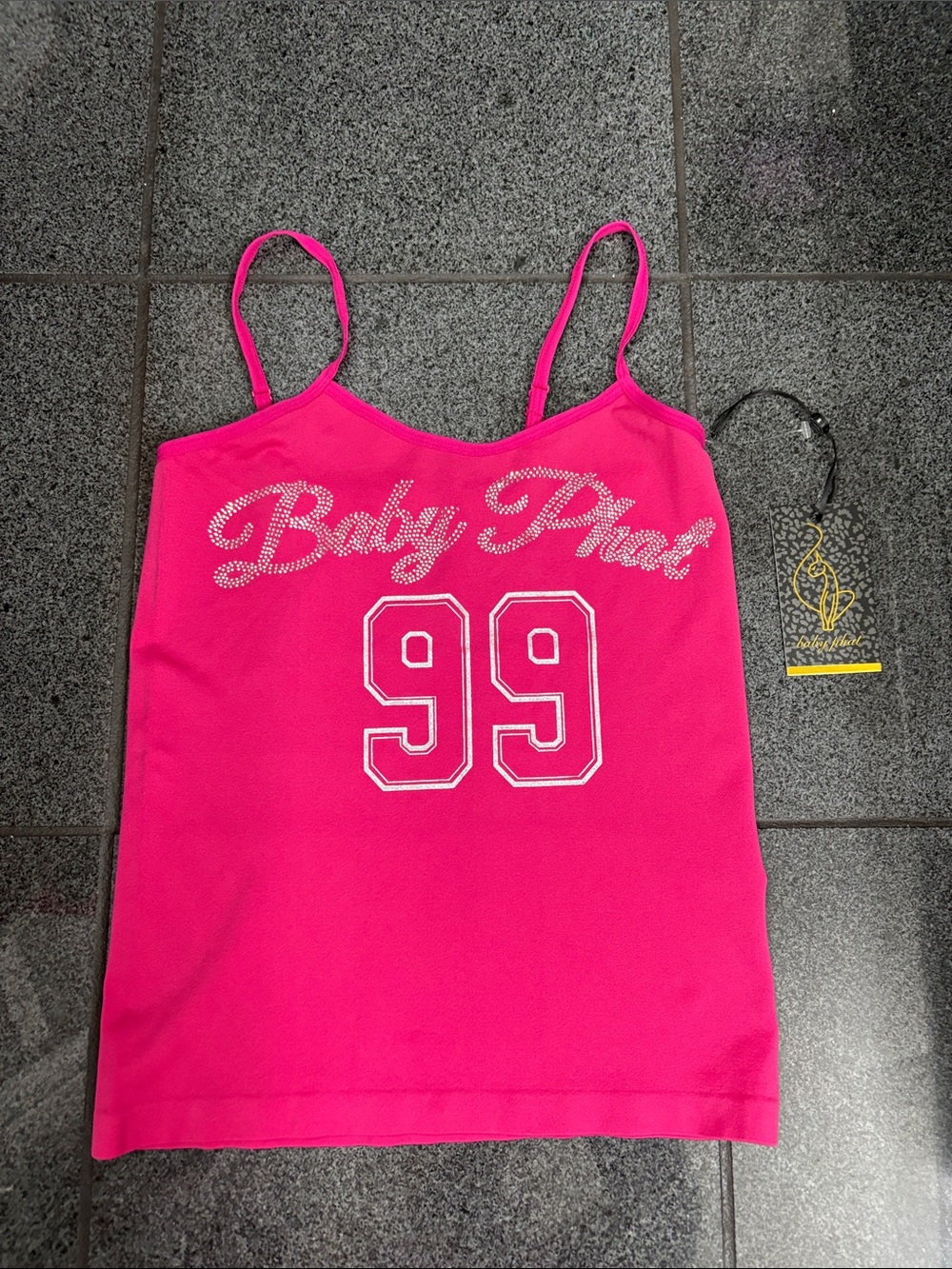 Baby Phat Hot Pink Rhinestone Logo Cami with 99